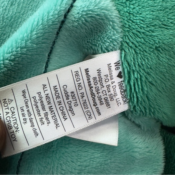 Melissa & Doug Cuddle Dragon - Green Plush Teddy - Picture 8 of 8